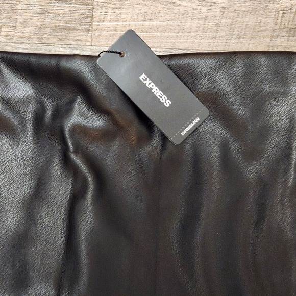 EXPRESS Faux Leather Midi Skirt with Front Slit Black Size XL Edgy Chic Pencil - Picture 3 of 14